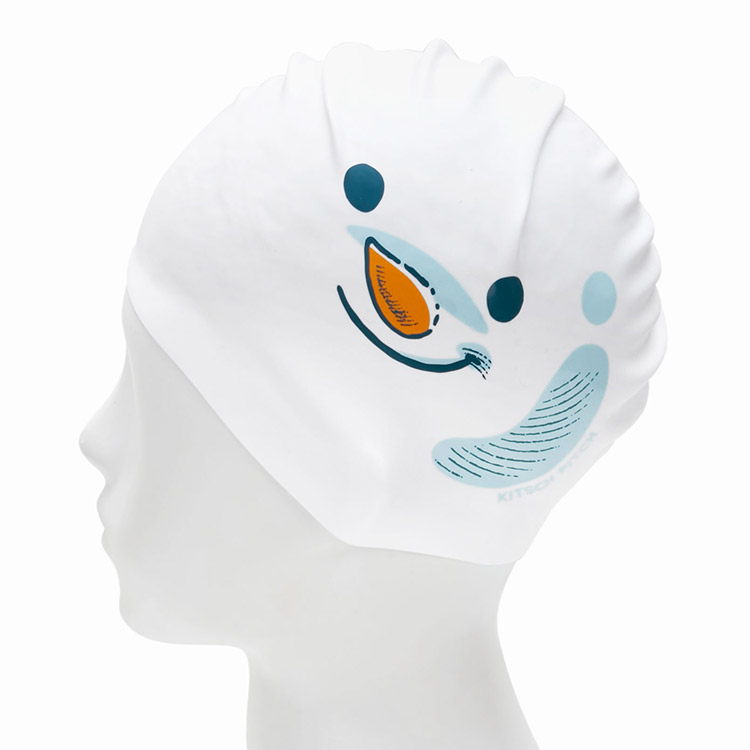 KITSCH PITCH Zoom In Snowman Silicone Swim Cap White [KPD1CS004 (WHT)] 디테일