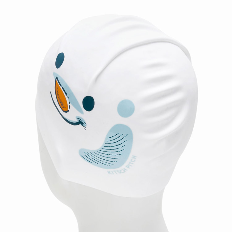 KITSCH PITCH Zoom In Snowman Silicone Swim Cap White [KPD1CS004 (WHT)] 디테일