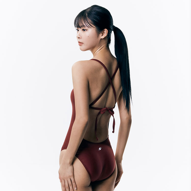 SENTI Women's Palette Tie Back Swimsuit Burgundy [WSM-2302 (BG/BG)] 디테일