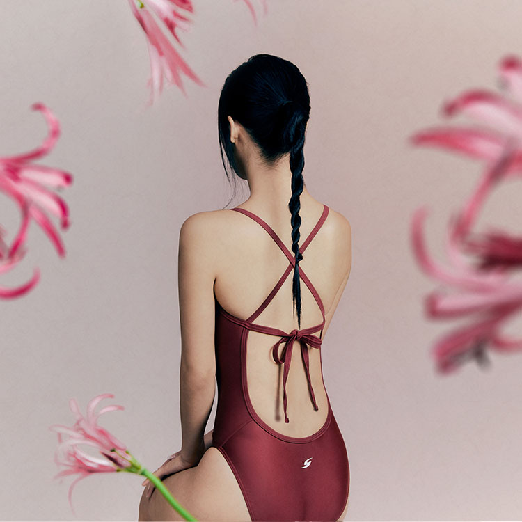SENTI Women's Palette Tie Back Swimsuit Burgundy [WSM-2302 (BG/BG)] 디테일