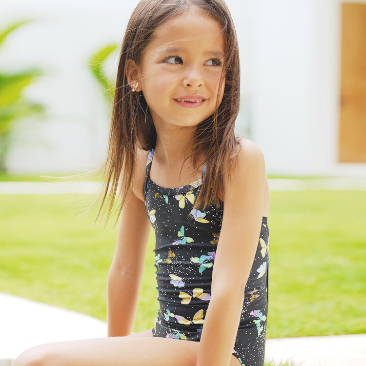 LEMANGO Kids Psyche Open Back Swimsuit Midnight Black [LSGON10003410 Girl's] 디테일