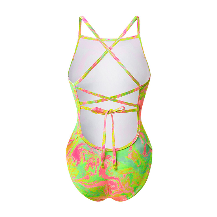 SENTI Women's Blooming Season Valentine's Double Cross Tie Back Swimsuit Lime [WSM-24939] 디테일