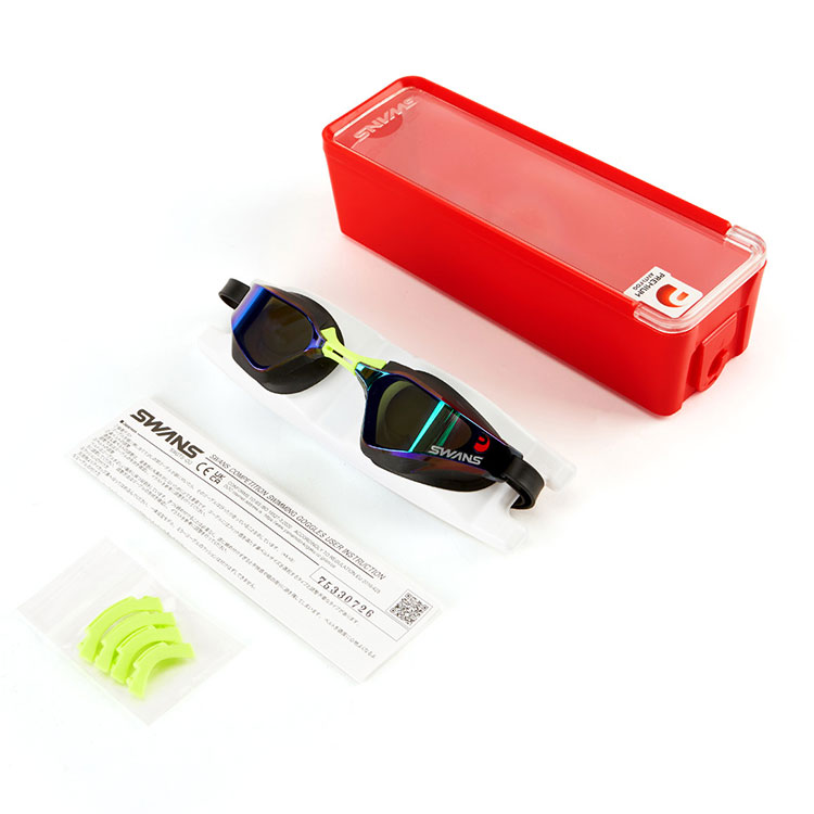 SWANS Valkyrie Premium Antifog Mirrored Goggles Emerald Smoke [MSR-012M AB EMSK World Aquatics Approved] 디테일