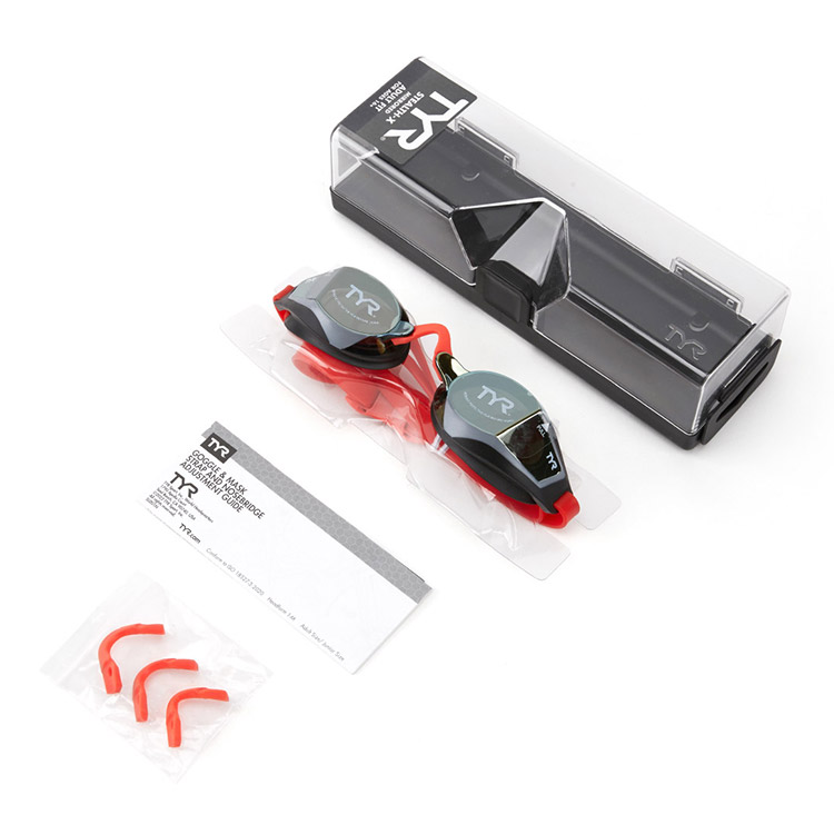 TYR Stealth-X Performance Mirrored Goggles Rainbow Red [LGSTLXM 997 World Aquatics Approved] 디테일