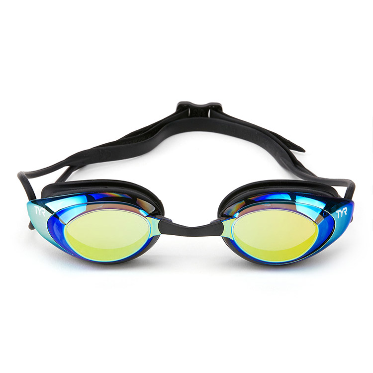 TYR Blackhawk Racing Mirrored Goggles Gold Metal Rainbow [LGBHM 223 World Aquatics Approved] 디테일