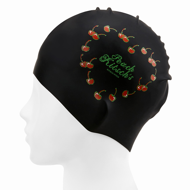 KITSCH PITCH Cherry Cake シリコン スイムキャップ ブラック [KPE1CS011 (BLK) 水泳帽] 디테일
