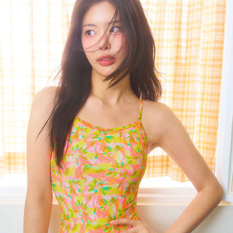 SENTI Women's Humming Bouquet Double Cross TieBack Swimsuit Yellow [WSM-25915 ] 디테일