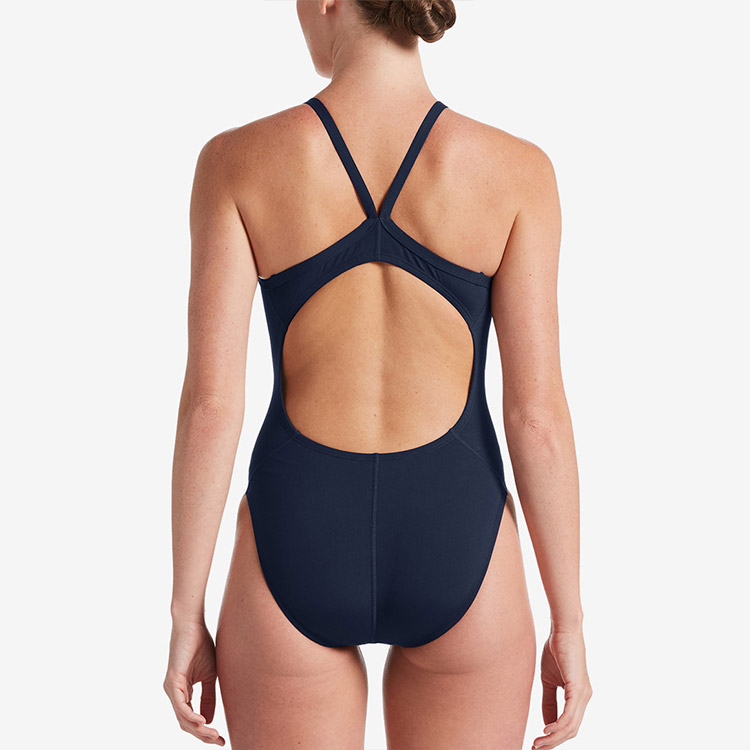 NIKE SWIM Women's Answer Solid Racer Back Swimsuit Navy [NESSA017-440 Embroidery Logo] 디테일