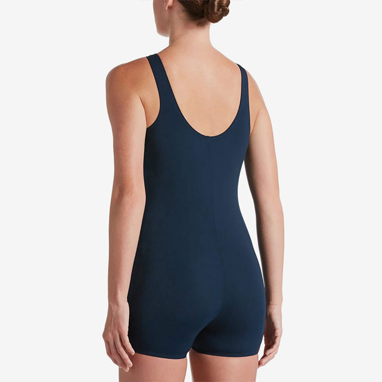 NIKE SWIM Women's Poly Solid Legsuit Swimsuit Midnight Navy [NESS7068-440 Embroidery Logo ] 디테일