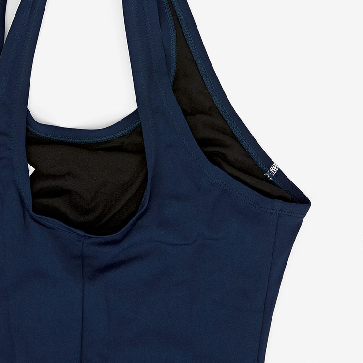 NIKE SWIM Women's Poly Solid Legsuit Swimsuit Midnight Navy [NESS7068-440 Embroidery Logo ] 디테일