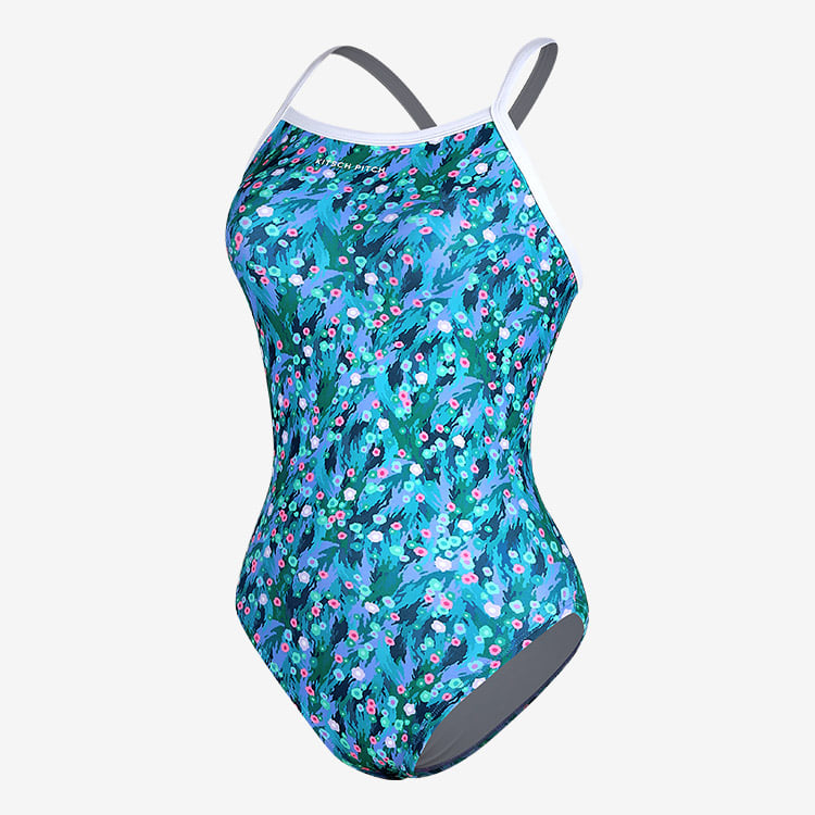 KITSCH PITCH Women's Floral Party Mid Summer Cross Back Swimsuit Green [KPB1WS003] 디테일
