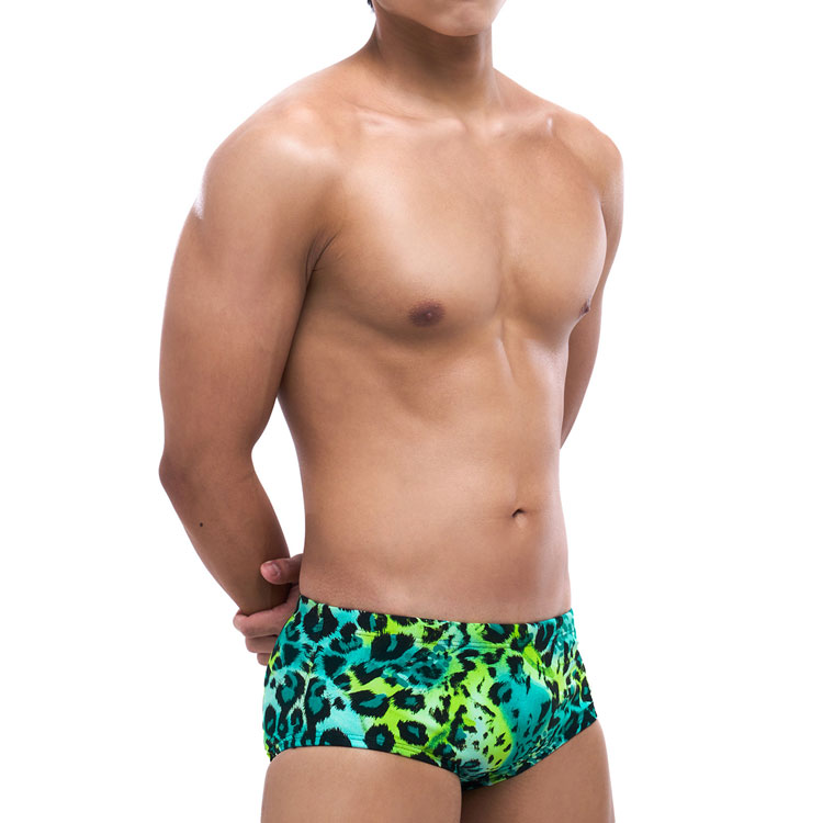 SENTI Men's New Classic Real Leopard Square Leg Swimsuit Lime [MSP-25414] 디테일