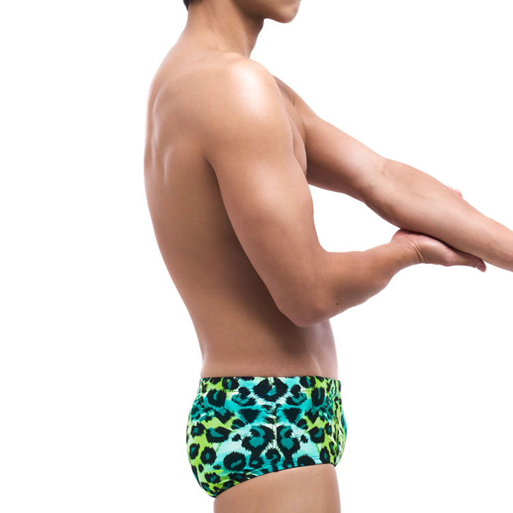 SENTI Men's New Classic Real Leopard Square Leg Swimsuit Lime [MSP-25414] 디테일