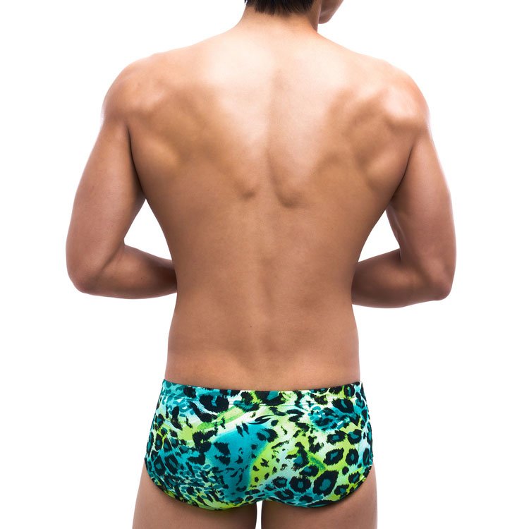 SENTI Men's New Classic Real Leopard Square Leg Swimsuit Lime [MSP-25414] 디테일