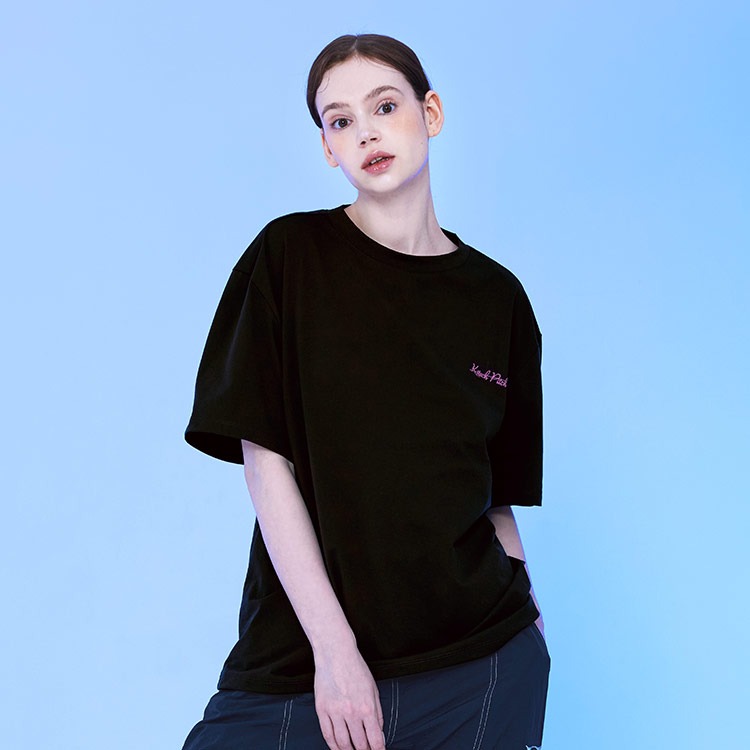 KITSCH PITCH Siren Semi Overfit T-Shirt Black [KF2LTS004 Women's Beachwear ] 상품컷