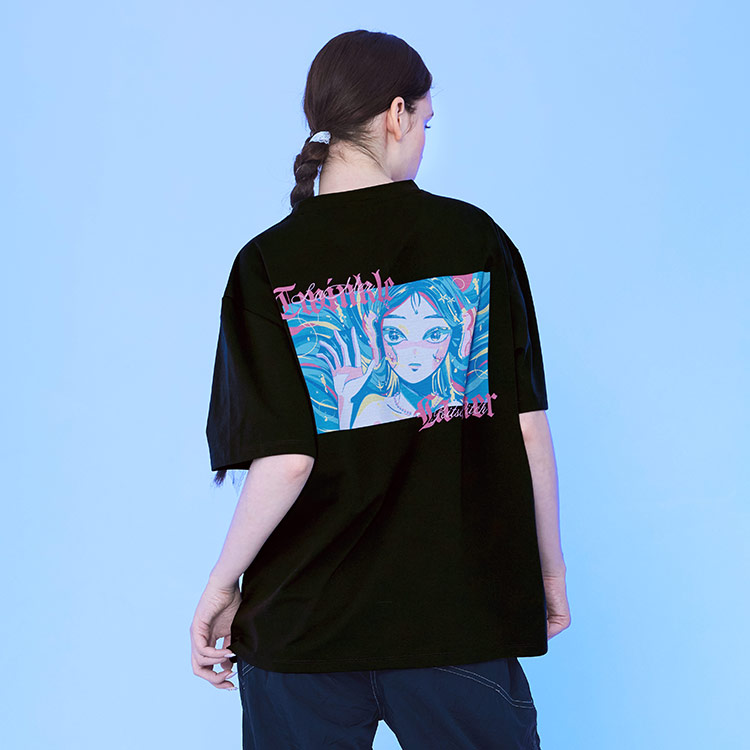 KITSCH PITCH Siren Semi Overfit T-Shirt Black [KF2LTS004 Women's Beachwear ] 디테일