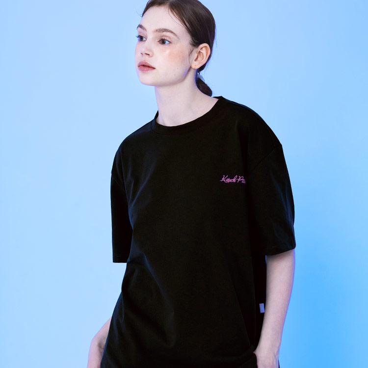 KITSCH PITCH Siren Semi Overfit T-Shirt Black [KF2LTS004 Women's Beachwear ] 디테일
