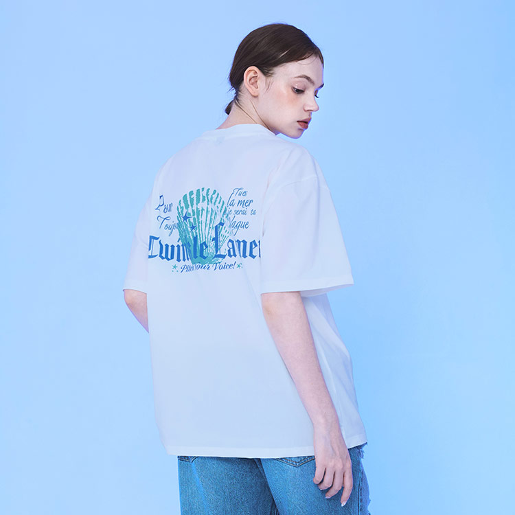 KITSCH PITCH レディース La Mer Clam オーバーサイズTシャツ オフホワイト [KF2LTS001 ビーチウェア] 디테일