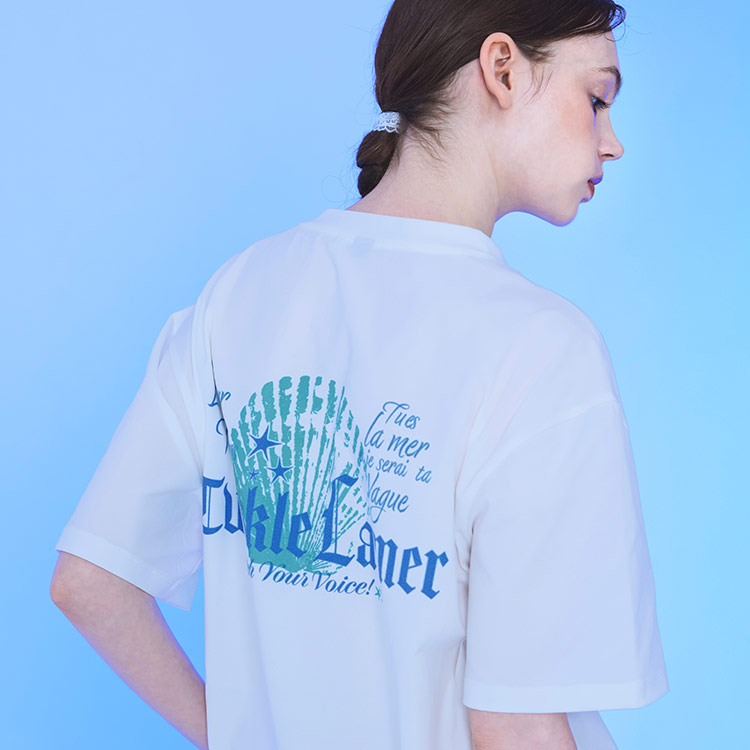 KITSCH PITCH レディース La Mer Clam オーバーサイズTシャツ オフホワイト [KF2LTS001 ビーチウェア] 디테일