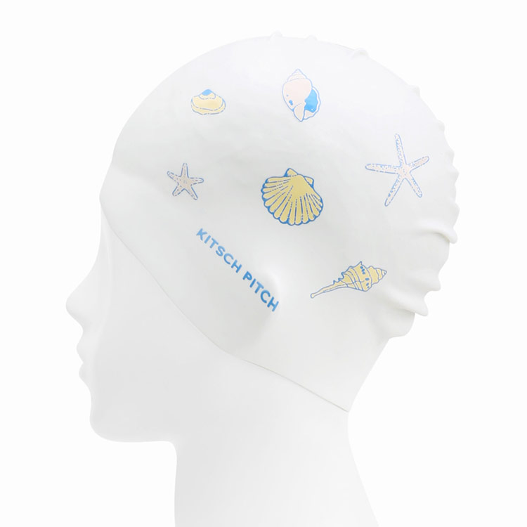 KITSCH PITCH Pure Shell Silicone Swim Cap White [KF2USC008] 디테일