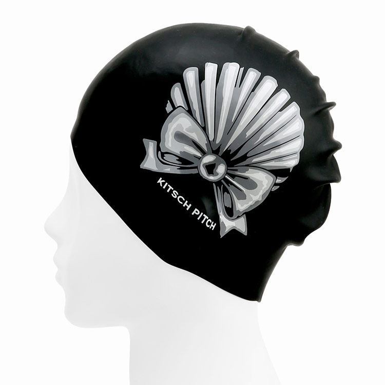 KITSCH PITCH Pearl Ribbon Shell Silicone Swim Cap Black [KF2USC003] 디테일