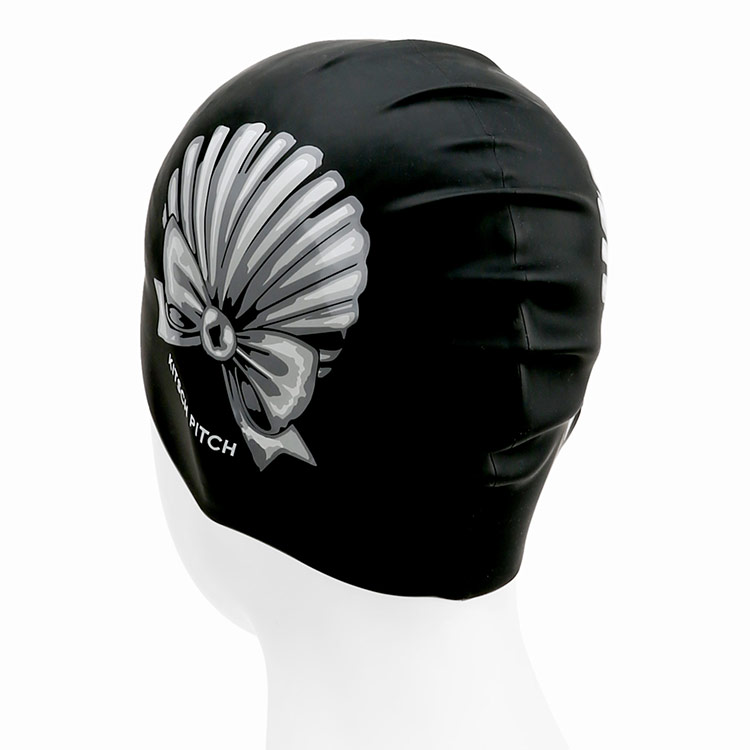 KITSCH PITCH Pearl Ribbon Shell Silicone Swim Cap Black [KF2USC003] 디테일