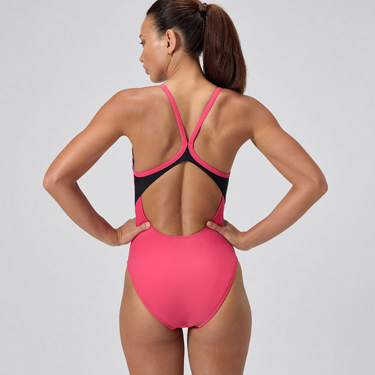 SPEEDO Women's Eco Solid Racer Back Swimsuit Dark Pink [8-00390518431] 디테일
