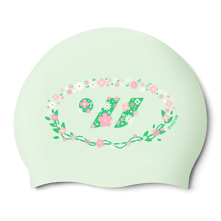 Floral Swave Silicone Swim Cap Pale Mint