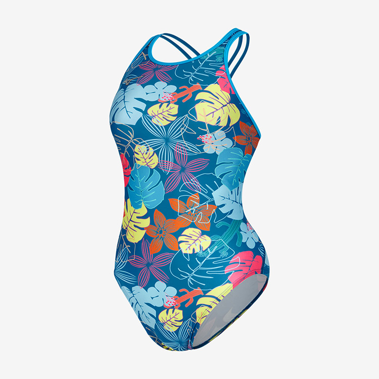 Women's Exersuit Terakawa Flower of Healing Cross Back Swimsuit Turquoise