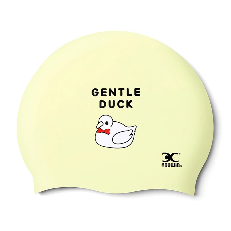 AQUWIN Kids Silicone Swim Cap Gentle Duck Yellow [ JPP Gentle Duck YELLOW 아동 ]