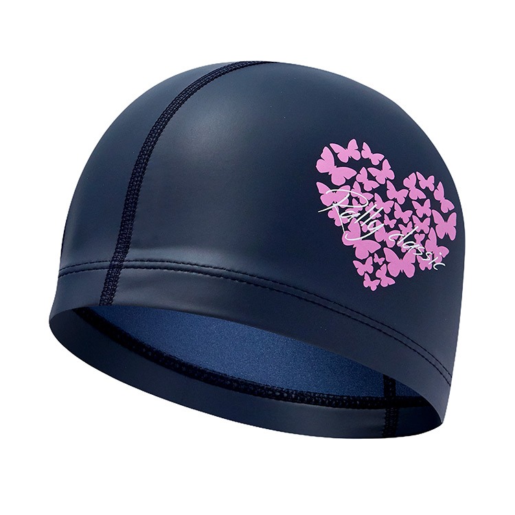 RALLY Butterfly Heart PU Coated Swim Cap Navy PRUC914 NVY