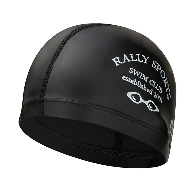 RALLY Kids Swim Club PU Coated Swim Cap Black [ORKC816 (BLK)]