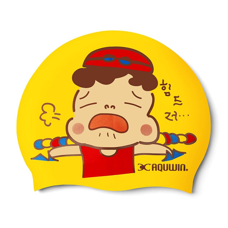 AQUWIN Aqua Aqua Silicone Swim Cap Yellow [ SP Aqua Aqua YELLOW ] 상품컷