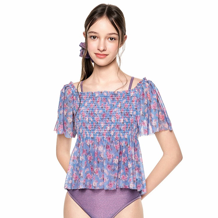 HOOG Women's Fun Shine Funnyside Mesh Momo Top Beachwear Blue Rose [AWT0019 ] 상품컷