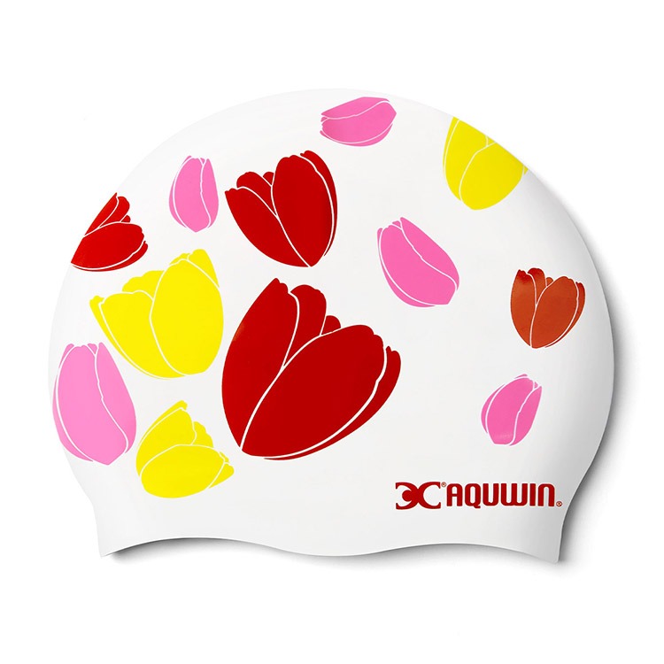 AQUWIN Tulip Silicone Swim Cap White [ SP Tulip WHITE ]