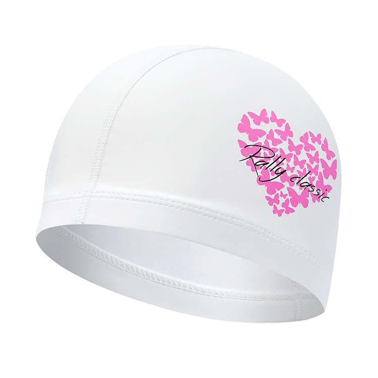 RALLY Butterfly Heart PU Coated Swim Cap White PRUC914 WHT 상품컷