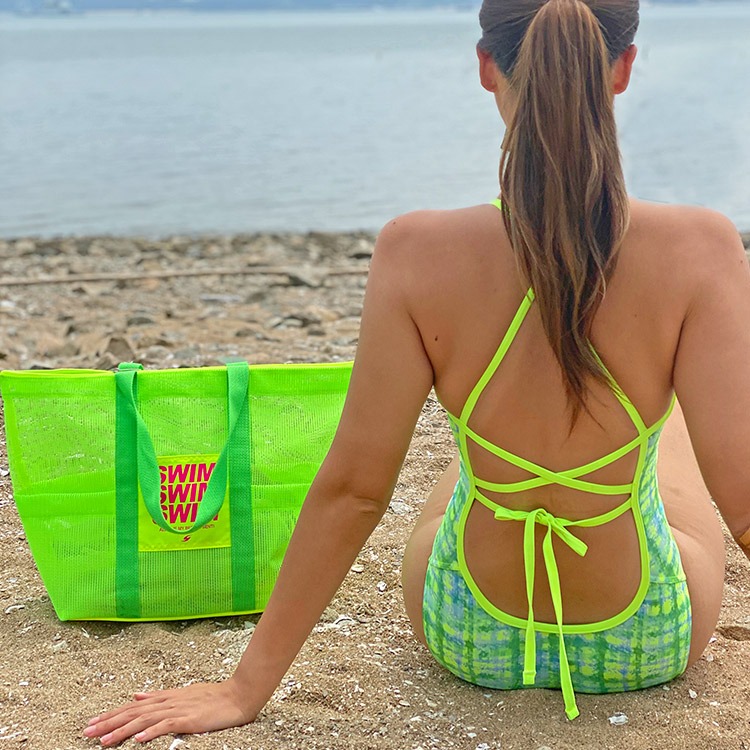 SENTI Multi Mesh Tote Bag Lime [SB-702 / SB-703 (LIM) Swimming Bag] 상품컷