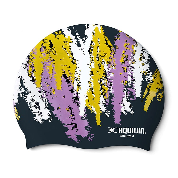 AQUWIN Painting Silicone Swim Cap Red [ SP Painting BLACK ] 상품컷