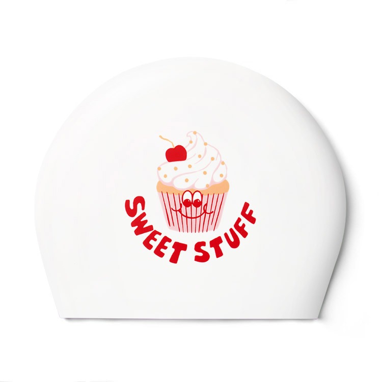 HOOG Fun Shine Sweet Stuff Silicone Swim Cap White [SSC698] 상품컷