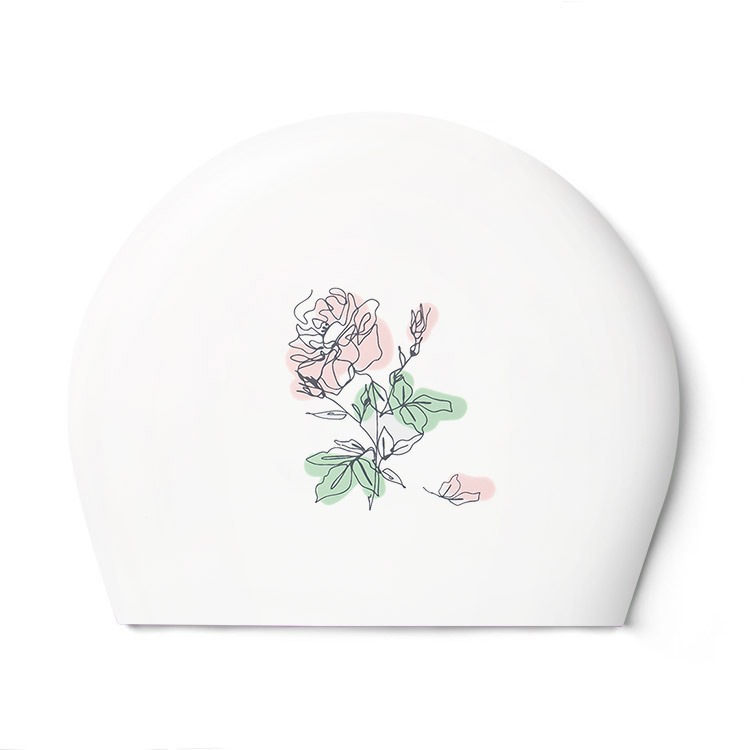 HOOG Fun Shine Rose Silicone Swim cap White [SSC702] 상품컷