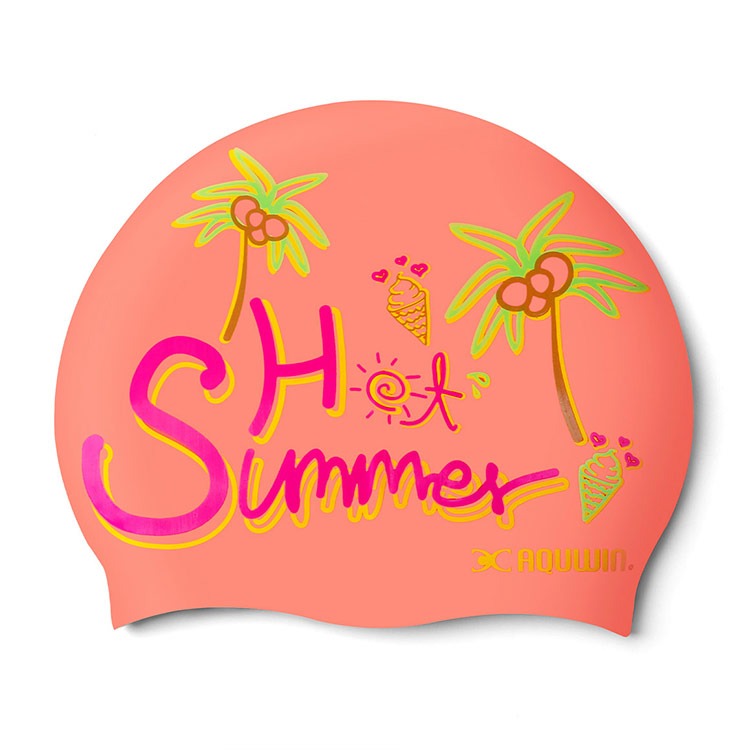 AQUWIN Hot Summer Silicone Swim Cap Pink [ SP 핫썸머 C.PINK ] 상품컷