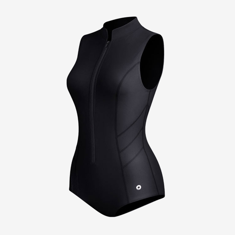 ADDIBLE Sleeveless Zip-Up High Neck Close Back Swimsuit Black [ASWBK013-1 (BLK) Women's ] 상품컷