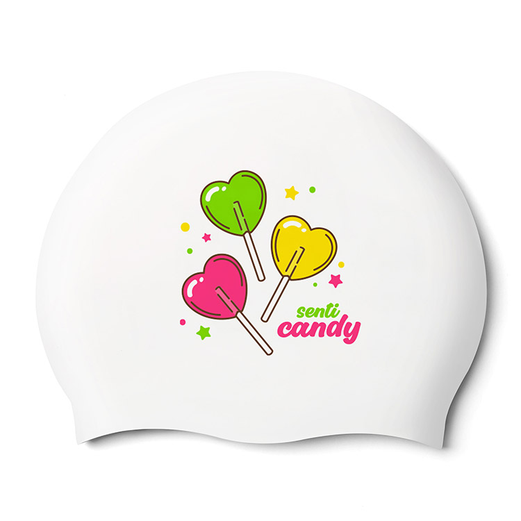 SENTI Sweet Candy Silicone Swim Cap White [SC-2478 (WH)] 상품컷