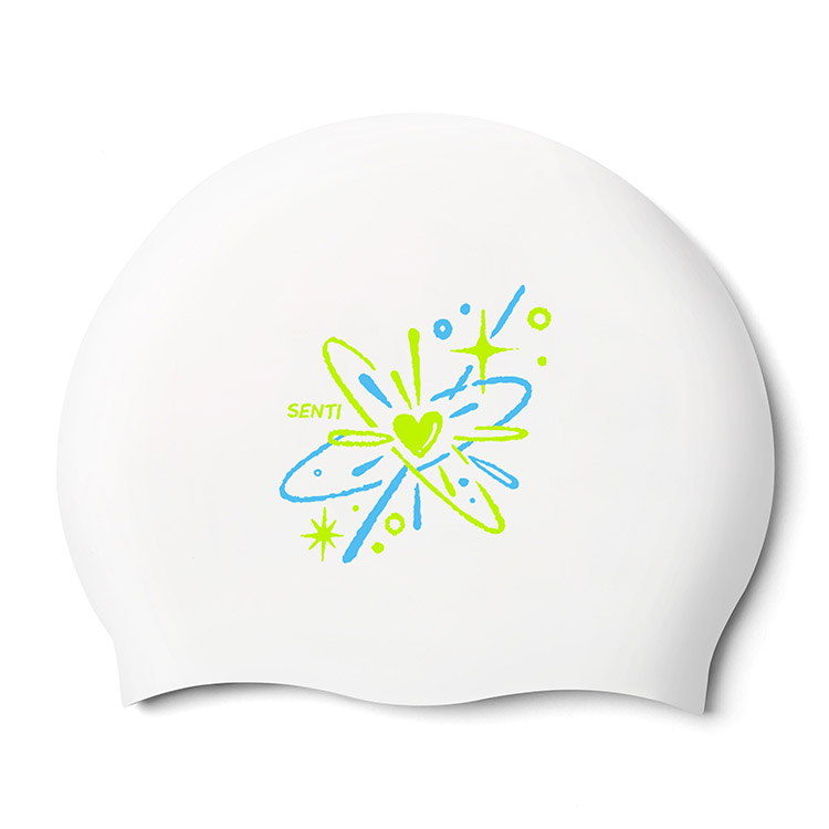SENTI Twinkle Heart Silicone Swim Cap Lime [SC-2480 (LM)] 상품컷