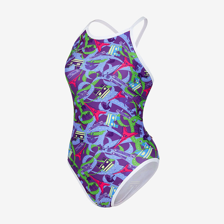 MIZUNO Women's Exer Suits Rikaco Paris Road Stroke Back Swimsuit Purple [N2MAB26667] 상품컷