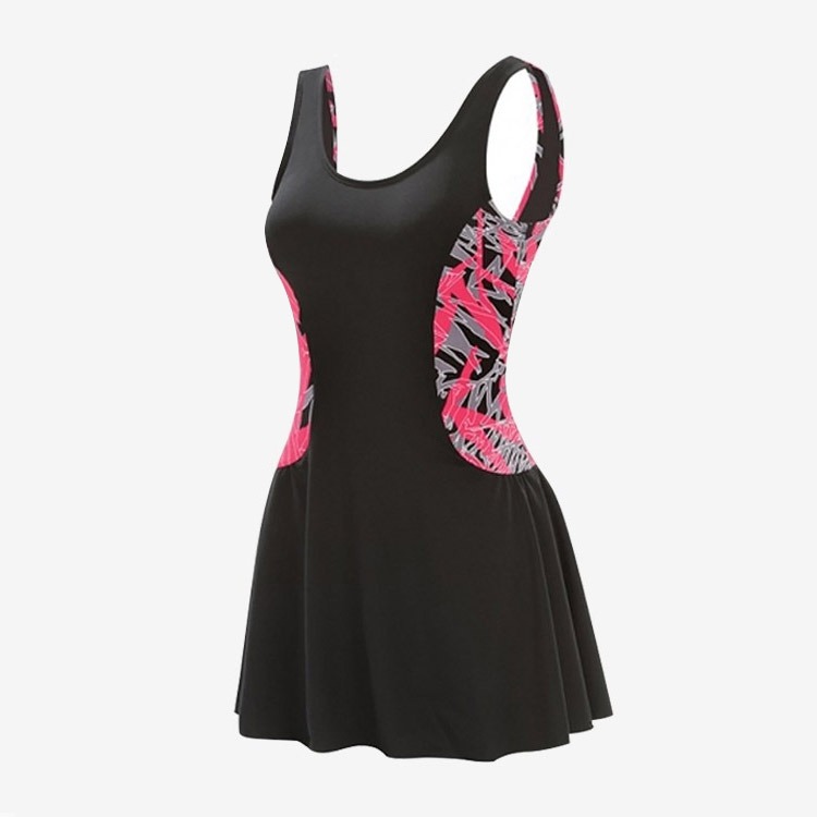 DOLFIN Women's Aqua Shape Zebra Color Block Swim Dress Swimsuit Pink [353CSD 193] 상품컷