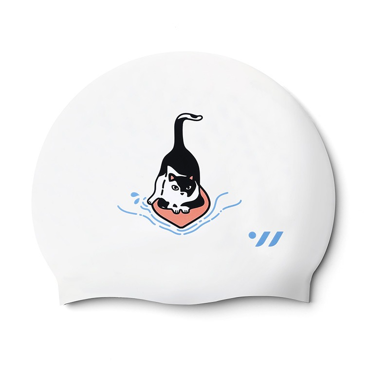 SWAVE Cat Board Silicone Swim Cap White [SW-CS064 (WHT)] 상품컷