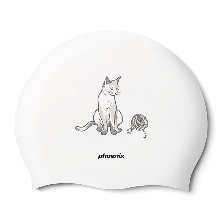 PHOENIX Cat Ball Silicone Swim Cap White [PCS-03 Cat Ball (White)] 상품컷