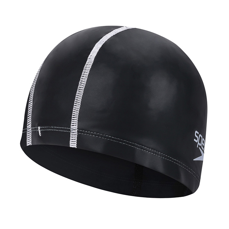 SPEEDO Placement Long Hair PU Coating Swim Cap Black [8-128060001] 상품컷