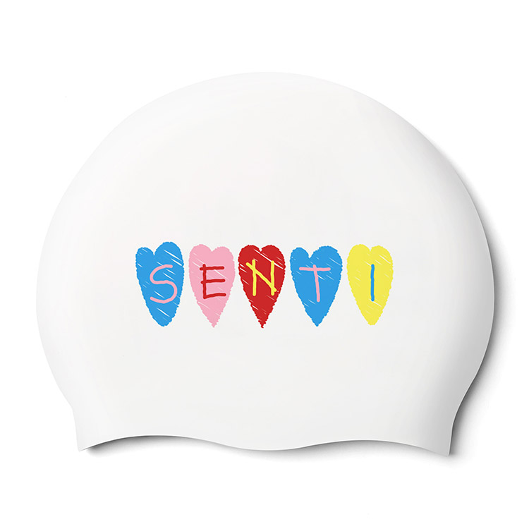 SENTI Heart Senti Silicone Swim Cap White [SC-2474 (WH)] 상품컷